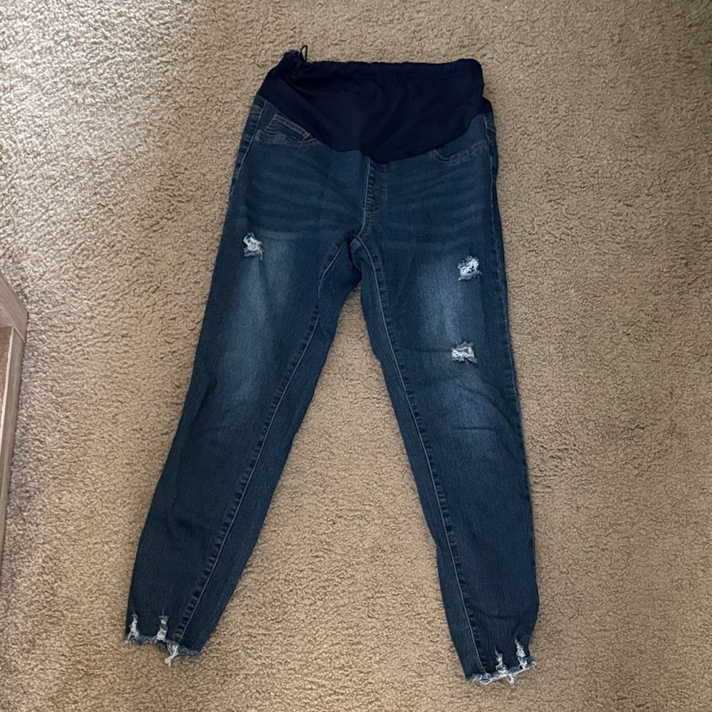 SHEIN Distressed Blue Maternity Jeggings